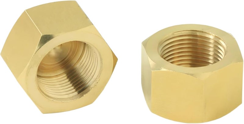 AimatRun 9/16" Female Threaded Plug End Cover, Brass Hex Socket End Cover Fitting, Blanked Stop Nut Cover, Globe Valve Cover. For angle valves, kitchen faucets, RV water pipe joints. 2 pieces. - Image 1